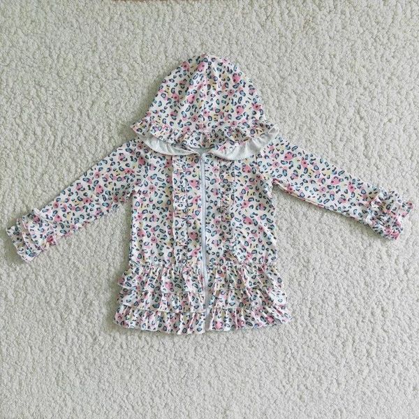 

jackets wholesale baby girls fashion toddler coat ruffle leopard hoodie sweater shirt children clothes infant colorful clothing, Blue;gray