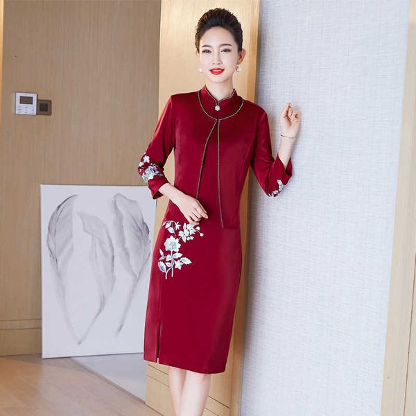 

luxury evening dress 2021 autun style teperaent two piece wedding banquet xi -in-law cheongsam, Black;gray