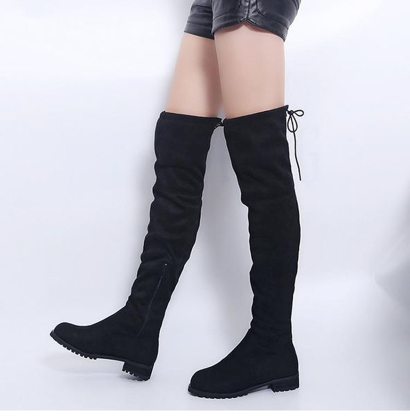 

boots over-the-knee women female winter shoes suede long ladies thigh high bota botas mujer, Black