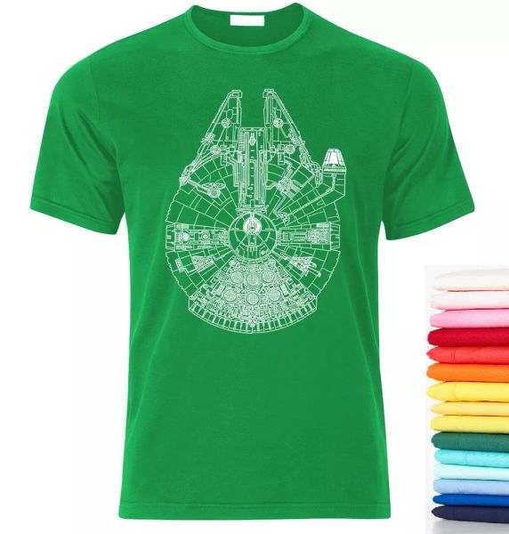

millennium falcon spaceship wars star mens t-shirt escort fan gift s-xxl, White;black