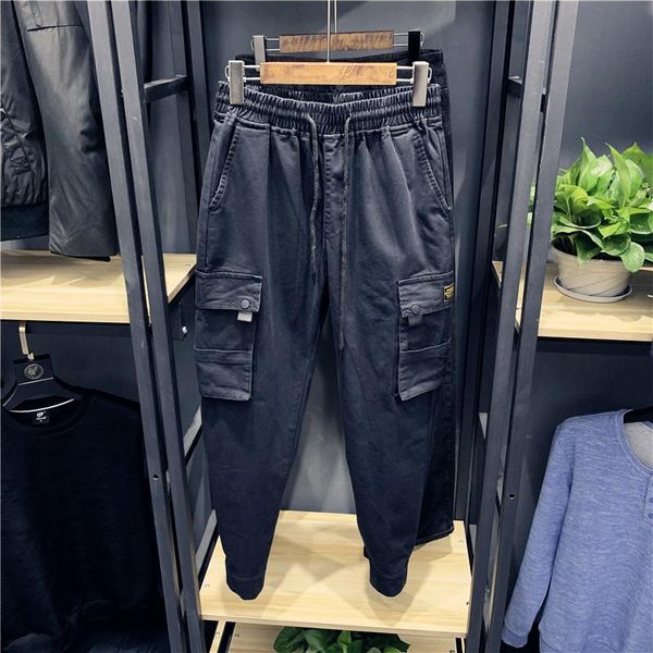 

men's pants 2021 long cargo safari style with pockets casual trousers for male spring autumn clothing green black plus size 3xl
