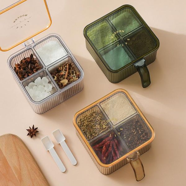 

storage bottles & jars food container seasoning box pots four grid pot kitchen tool accessories