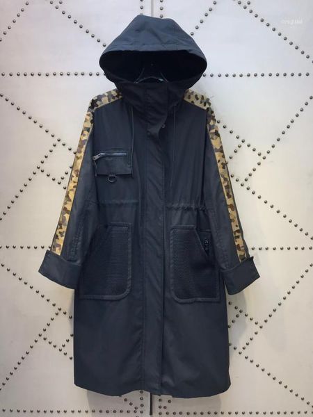 

italian design black cotton trench coat 2021 italy runway1, Tan;black