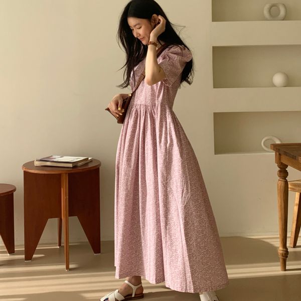 

women black print pleated dress round neck short puff sleeve loose fit fashion casual spring summer 16f0790 210510, Black;gray