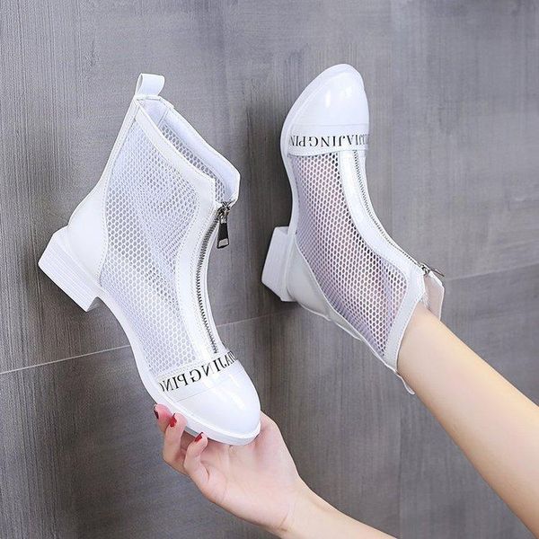 

boots summer mesh hollow ladies breathable net red women's thin white, Black