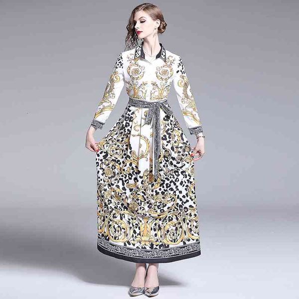 

luxury baroque print vintage dress long sleeve runway ladies elegant prom party draped dresses for spring autumn winter plus size, Black;gray