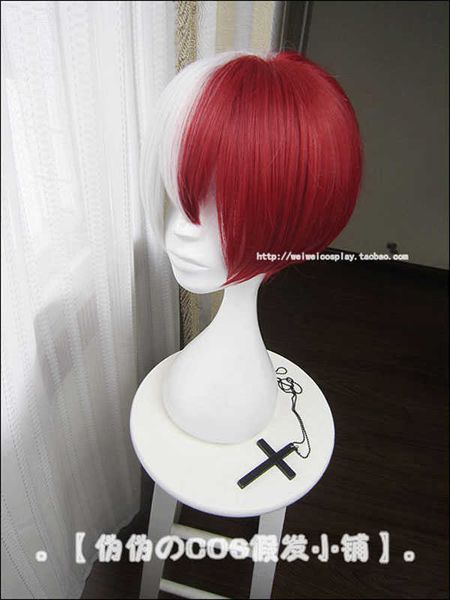 My Hero Academia Boku no Hiro Akademia Shoto Todoroki Shouto Weiße und rote hitzebeständige Cosplay-Perücke + Track Cap Y0913