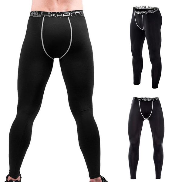 

men's running tights compression pants men sport legging quick dry fitness elastic gym jogging pant male, Black;blue