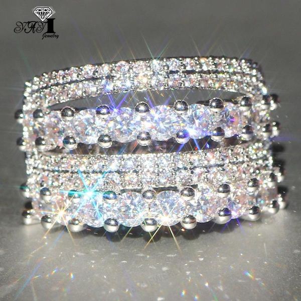

wedding rings yayi jewelry princess cut 9.6ct white zircon silver filled engagement heart valentine's day girls ring 1400, Slivery;golden