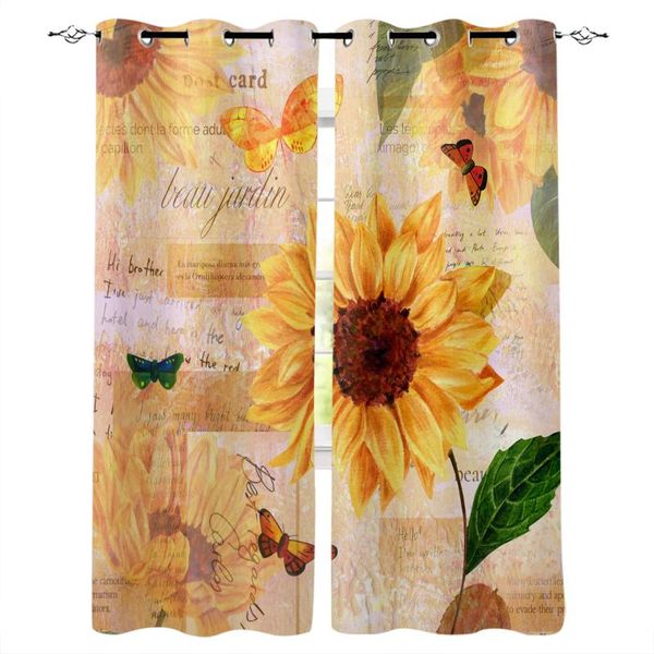 

sunflower butterfly blackout curtain for kids room bedroom cartoon window children cortinas & drapes