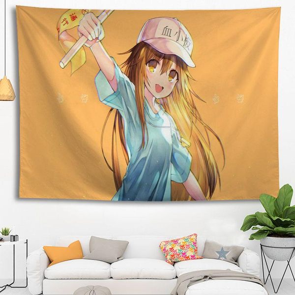 

tapestries custom anime cells at work printed tapestry background decorative various sizes wall hanging decor