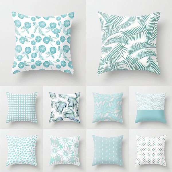 

pillow case mint green cushion cover 45x45cm light blue geometry printed throw pillows striped cartoon flowers daisy sofa pillowcase