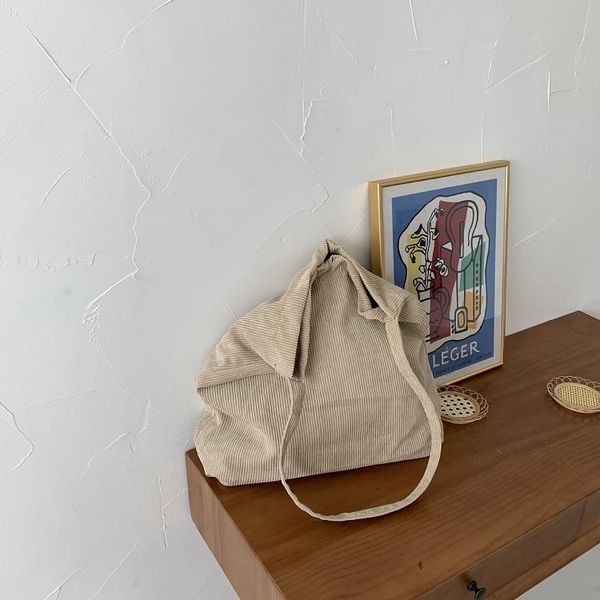 

shoulder bags vintage korean style corduroy women handbags plain tote bag