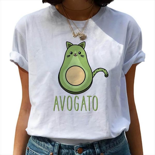 

avocado vegan ullzang funny women t shirts cute 90s harajuku casual streetwear short sleeve, White