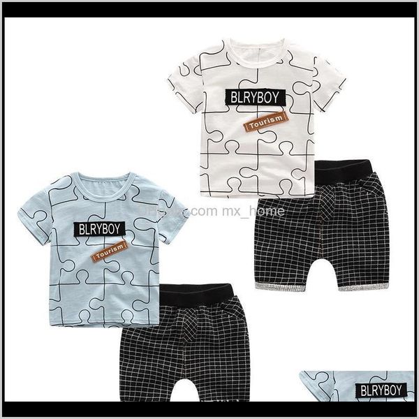

sets baby maternity drop delivery 2021 summer baby boy clothes kids short sleeve tshirtshorts 8pcslot letter pattern boys children clothing, White