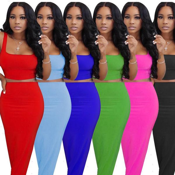 

women solid womens tracksuits mini tank maxi midi skirts suit two piece set sport matching outfit casual long dress, Gray