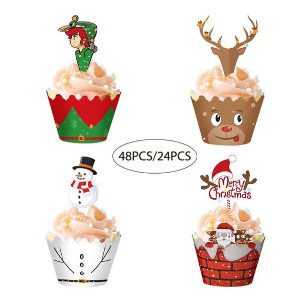 

other festive & party supplies 24/48pcs christmas paper cupcake wrapper year birthday cake decorations tools santa claus er