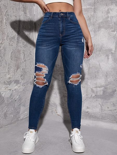 

cat whisker skinny ripped jeans h6gv#, Blue