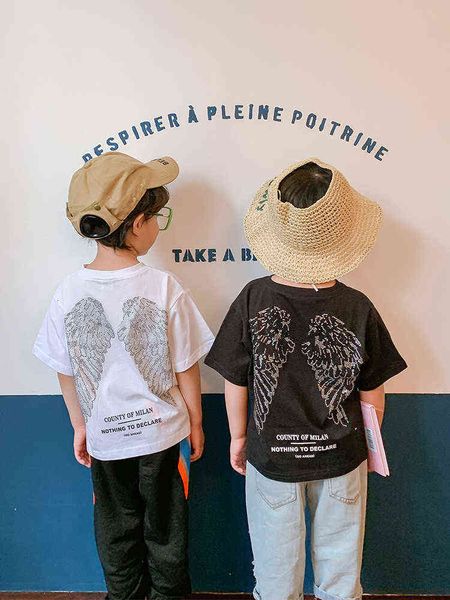 

children korean short-sleeved t-shirt cotton 2020 nian summer new boys western style baby), half sleeve summer tide g1209, Blue