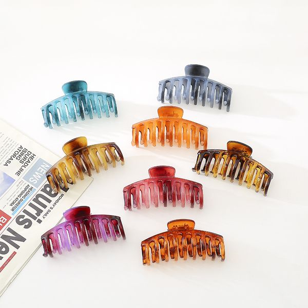 

elegant retro multicolor resin large clamps bath hair claw for women girl shark hairs accessories, Slivery;golden