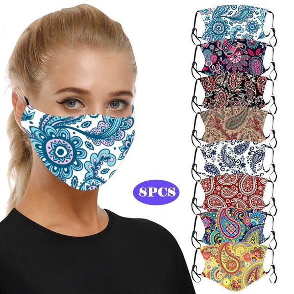

custom logo cotton digital cloth cashew flower pattern dust-proof cotton mask