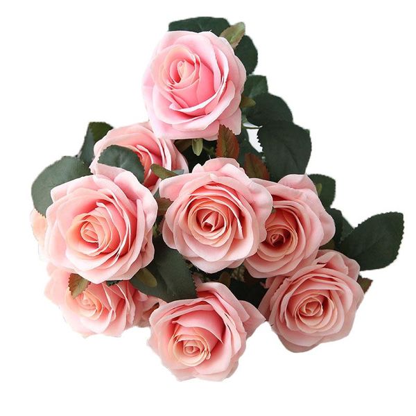 

decorative flowers & wreaths 10 heads silk artificial rose buds bouquet flower arrangement home decor fake for wedding