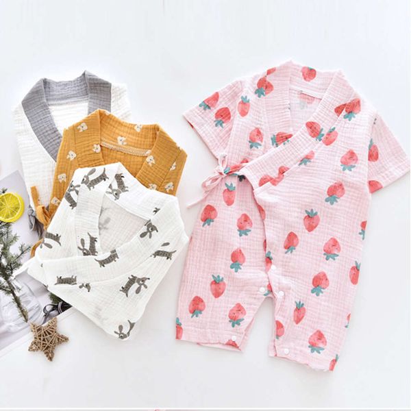 

baby's one-piece suit, born monk's chinese style, thin boys and girls' han ha short sleeve summer suit, White