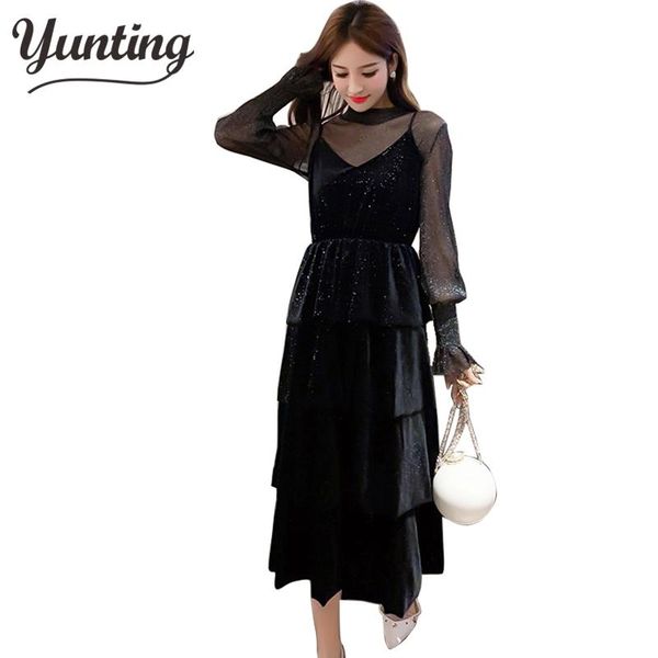 

casual dresses long sleeve cake 2021 spring women dress party, Black;gray