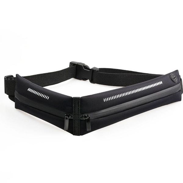

waist bags running pouch runner 2 pockets pack reflective strip adjustable belt for men women sport outdoor gym j60d