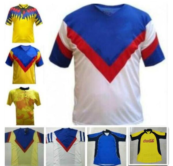 

1987 1988 1993 1994 1995 1996 1999 2001 2002 liga mx america retro soccer jersey 87 88 mexico league jersey football shirts, Black;yellow