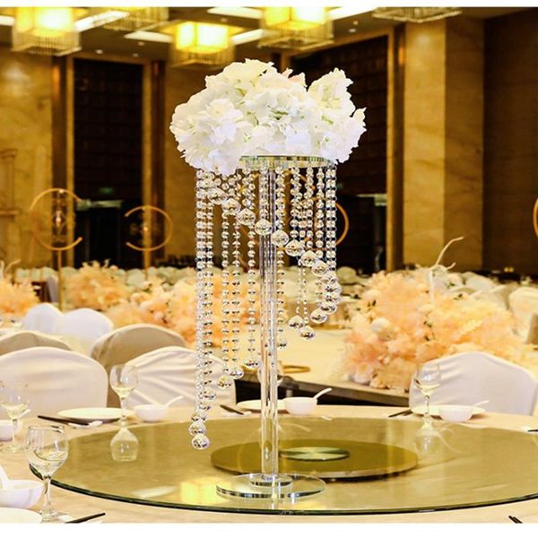 

vases 60cm tall)10pcs)table party bling acrylic crystal flower stand center pieces candelabra ab0273