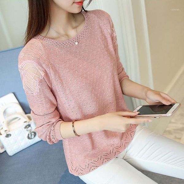 

half-sleeve shirt spring and autumn women's solid color loose knitted sweater bottoming fashion sweaters, White;black