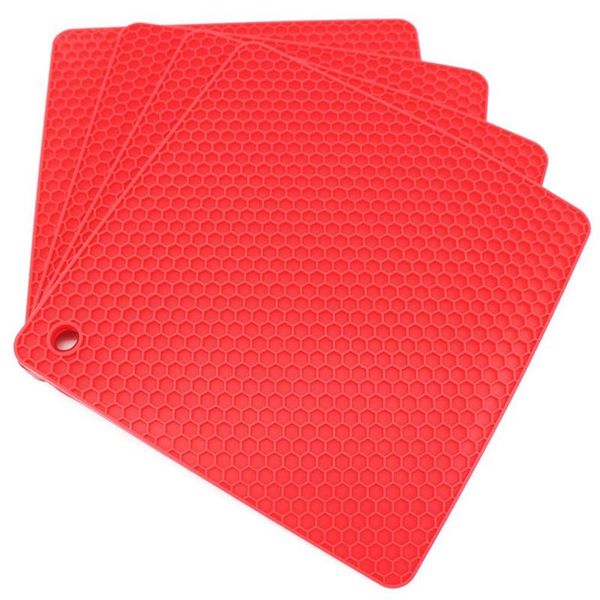

table runner big deal silicone tripod dish and pot pad mat heat-resistant placemat or 4 pieces, 182x182mm, red, square