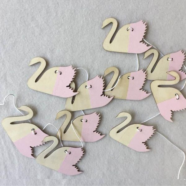 

10pcs wood swan wall decoration diy party banner hanging ornament ins nordic pography props children room decor supplies decorative objects
