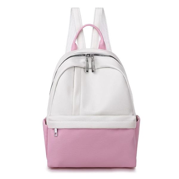 

outdoor bags soft leather backpack female hit color girls college school bag fashion wild pu shopping travel small