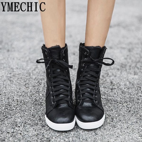 

boots ymechic 2021 white black winter combat for women lace up cross tie ankle plus size womens flat heel motorcycle