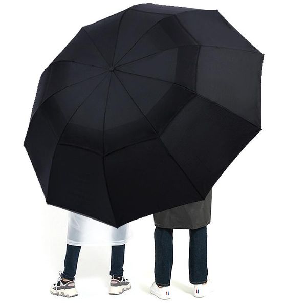 

umbrellas large folding women umbrella rain men double layer big travel waterproof male parasol for 3-4 people 125cm diameter