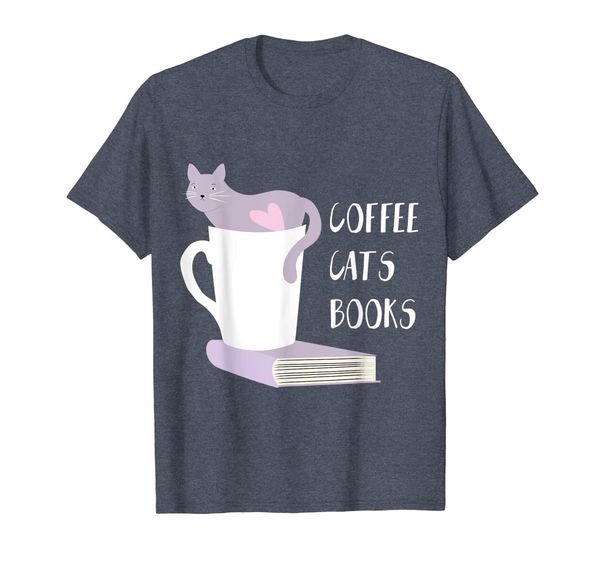 

coffee cats book t-shirt funny bookworm librarian cute gift, White;black