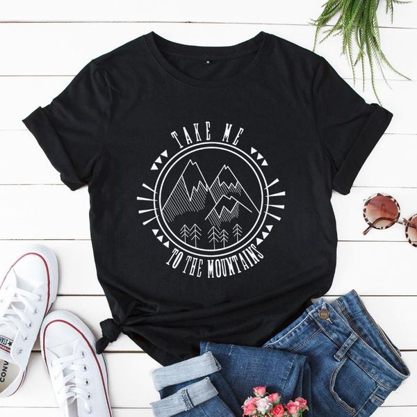 

women's t-shirt s-5xl plus size summer funny cartoon tshirt 100% cotton women mountains print t shirt harajuku oversize tees loose fem, White