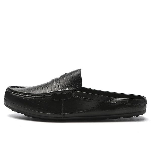 

slippers summer sandals men leather classic roman 2021 slipper outdoor sneaker beach rubber flip flops water trekking, Black