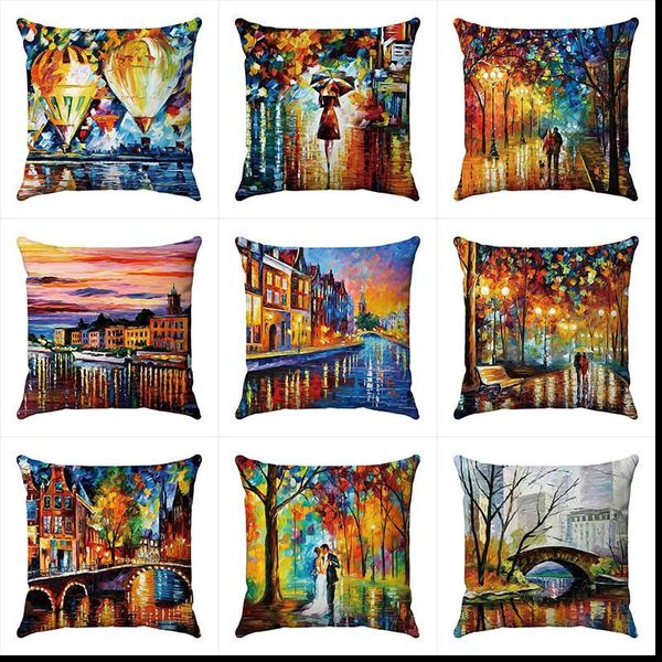

45*45cm simple oil painting design super soft throw cushion cover home decoration living room pillowcase cushion/decorative pillow
