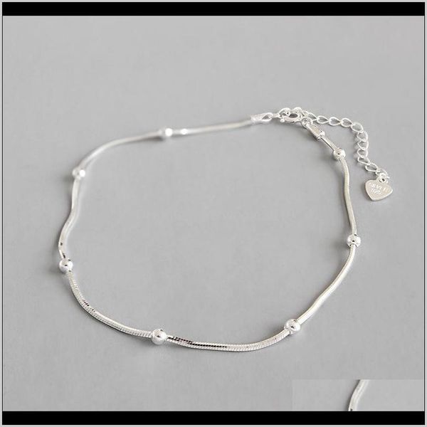 

drop delivery 2021 real 925 sterling sier female ankle bracelet snake leg chain, minimalist beads anklets for women enkelbandje foot jewelry, Red;blue