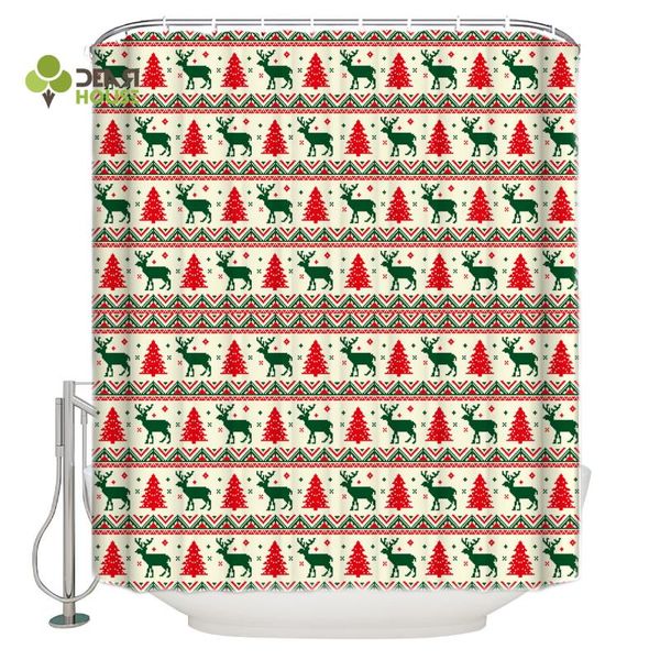 

shower curtains dearhouse curtain christmas elk decoration lace cartoon stripe festival bathroom home