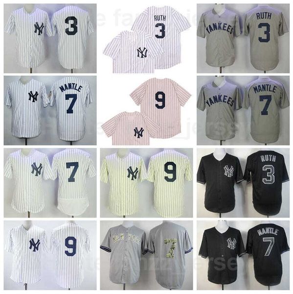 

1929 retro 1951 vintage 1961 3 babe ruth baseball jersey retire 9 roger maris cooperstown flexbase cool base all stitched pinstripe white gr, Blue;black
