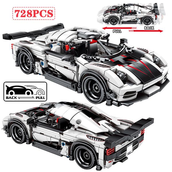

city pull back mechanical f1 racing building blocks technic diy sport car bricks educational toys for boys 1008