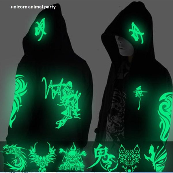 

women's hoodies & sweatshirts noctilucent long-sleeved jacket clothes loose coat and students fashion clothing dance night shining ghos, Black