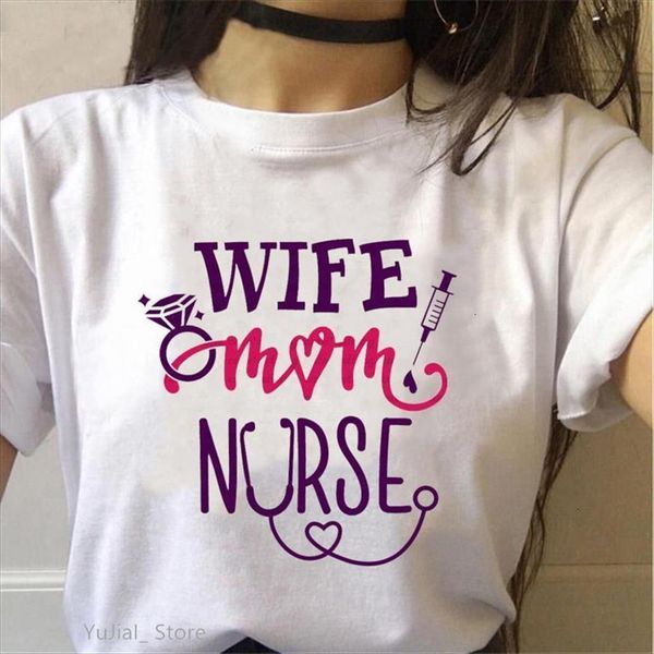 

wife mom nurse graphic womens t shirt print tshirts clothes vogue female harajuku tee femme, White