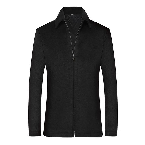 

men's wool & blends winter coat business casual slim collar cotton jacket men fova, Black