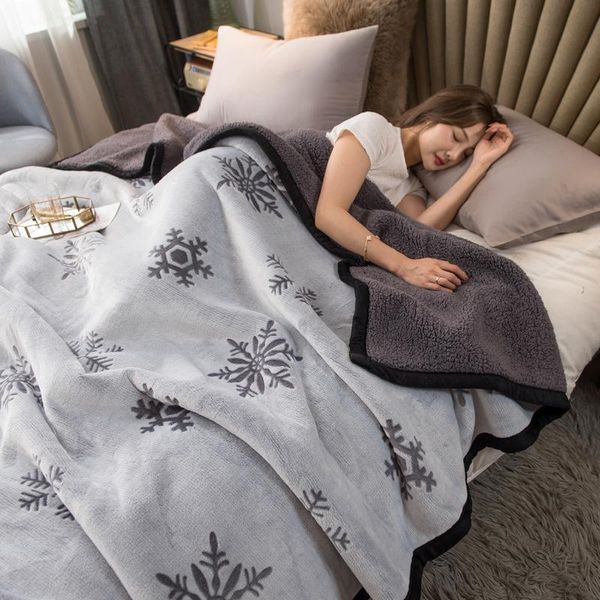 

blankets weighted heavy blanket christmas snowflake luxury lamb cashmere composite warm winter coral throw for bed