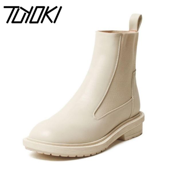 

boots tuyoki size 31-43 women ankle flats round toe shoes fashion party winter warm casual footwear, Black